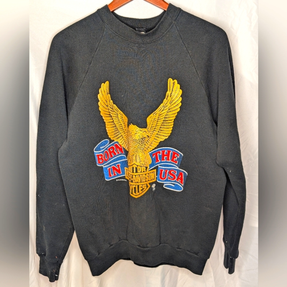 Vintage Harley Davidson Sweatshirt XL Born in USA Screen Star